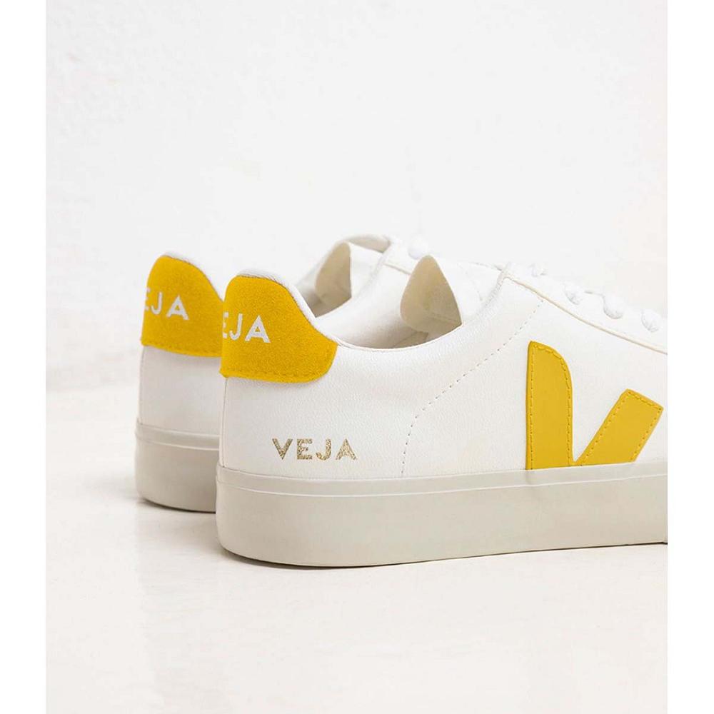 White/Yellow Men's Veja CAMPO CHROMEFREE Low Tops Sneakers | AU 205HAP